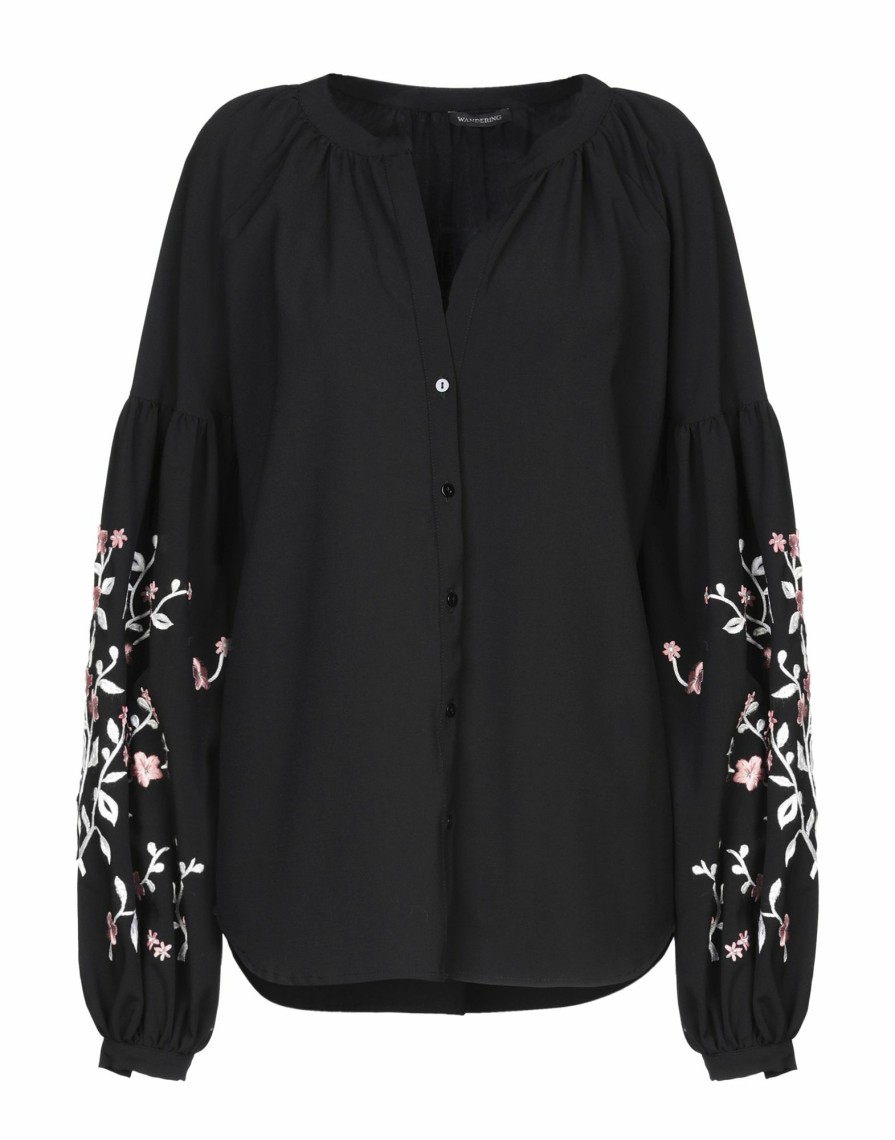 Shirts * | Wandering Floral Shirts & Blouses For Women Black