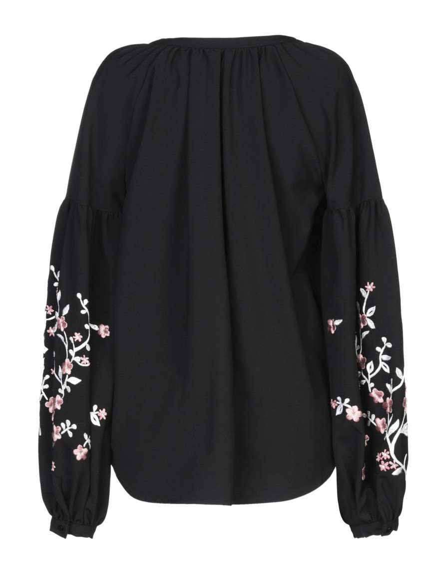 Shirts * | Wandering Floral Shirts & Blouses For Women Black